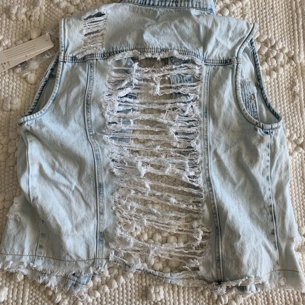 Distressed Denim Vest